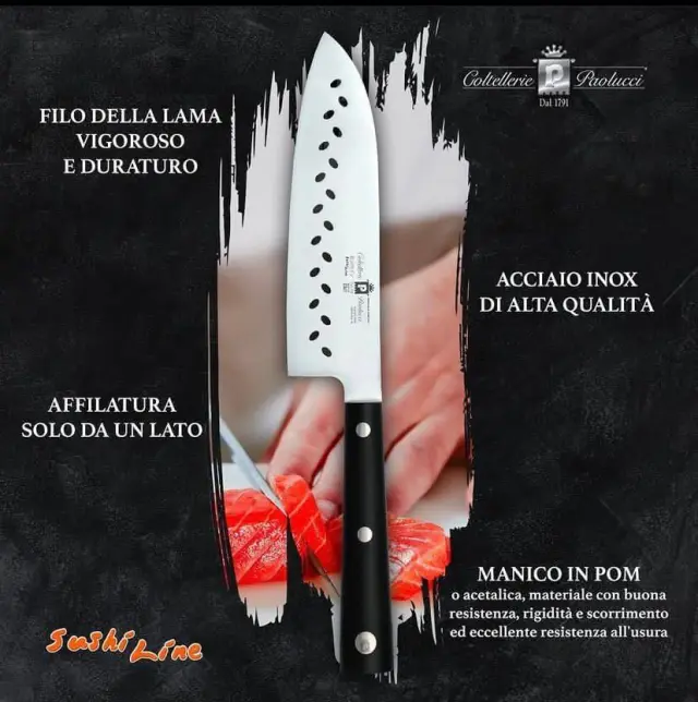 Μαχαίρι Santoku Paolucci Coltellerie Sushi Line 16cm 3343/16 2