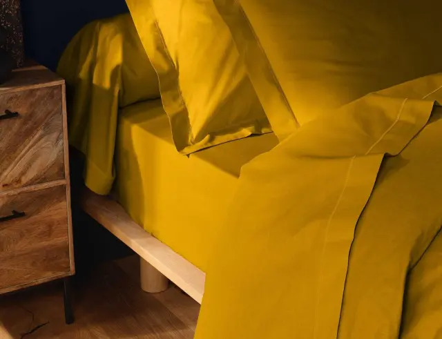 Σεντόνι Υπέρδιπλο Lina Douceur d'intérieur από βαμβάκι 57TC, με διαστάσεις 240x300cm - Curry 1644591 3