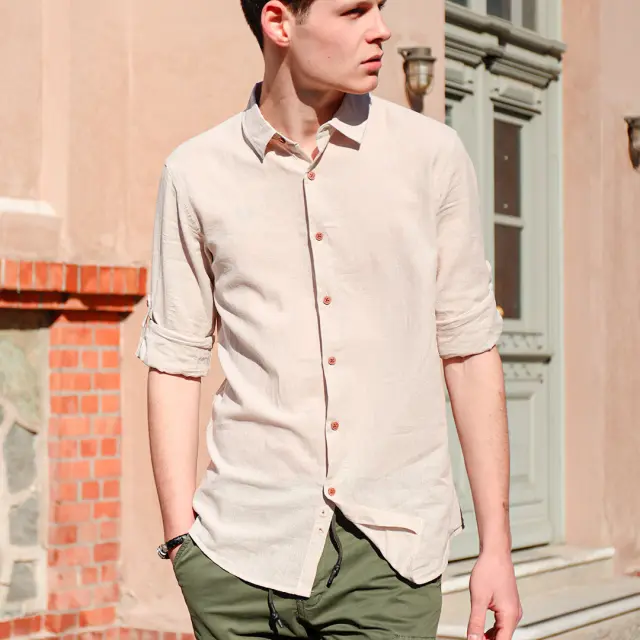 Λινό Πουκάμισο Noshame® Μπεζ - 382308 - XXL