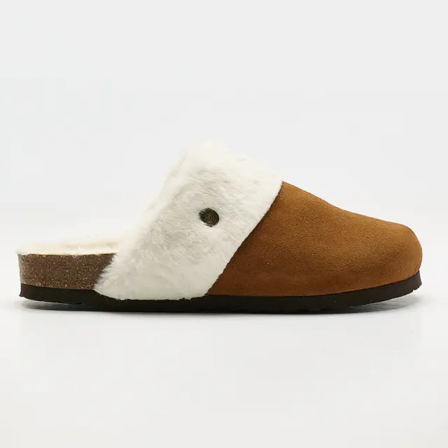 Genuins Παντόφλες Γυναικείο ύφασμα/δέρμα Nubuck Καφέ GEN/RENO MANDORLA