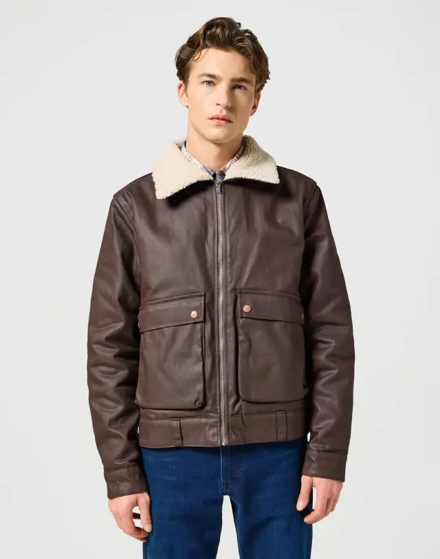 Wrangler Ανδρικό AVIATOR Μπουφάν Βαμβακερό Regular-Fit – Brown - L