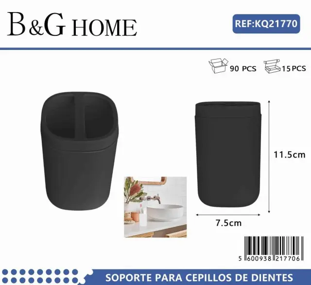 Θήκες οδοντόβουρτσας πλαστικές σε σετ 5Χ - Black - 21770 2