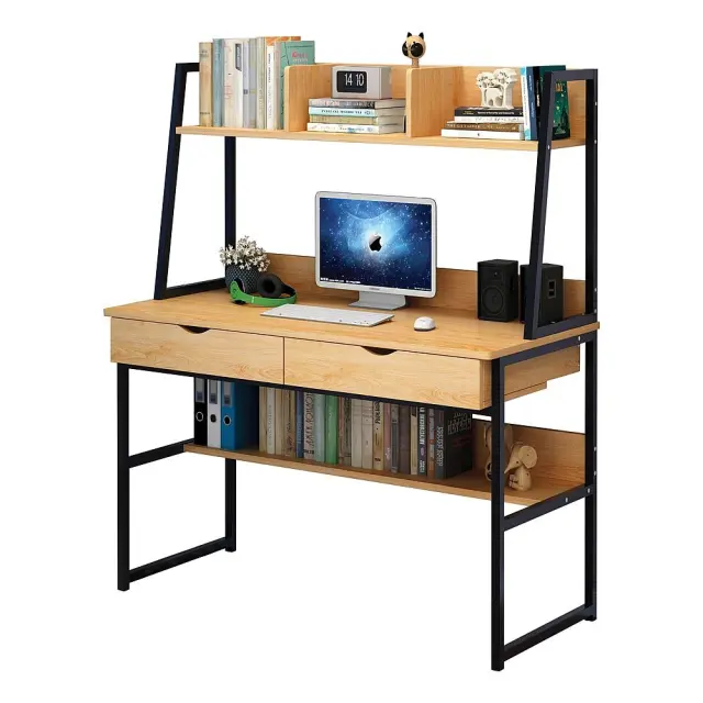 Γραφείο Μαύρο/Φυσικό Μέταλλο/MDF 100x48x74/138cm