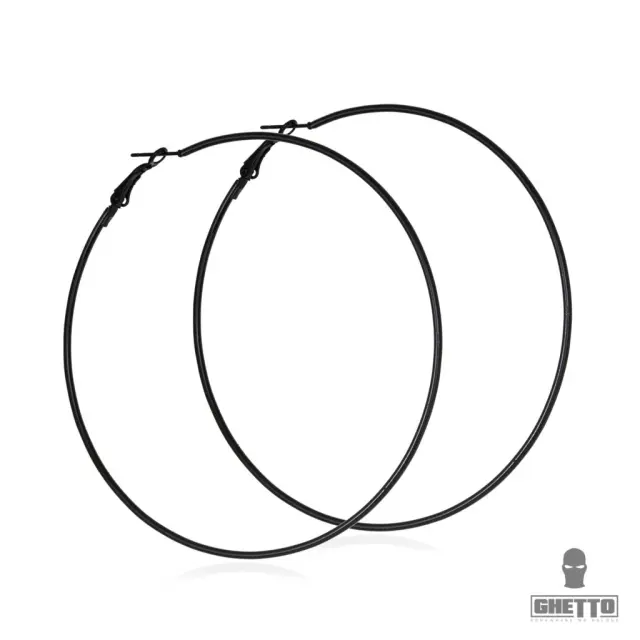 Ghetto Big Circle Hoop Earrings Black Color Stainless Steel