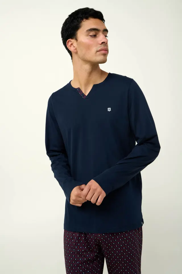 Ανδρική Χειμερινή Πυτζάμα Βαμβακερή Vamp 23612 BLUE