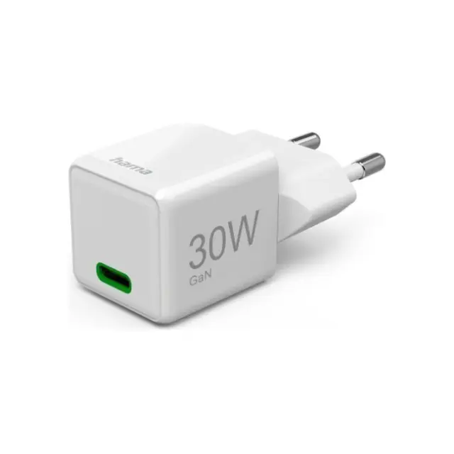 Hama Φορτιστής Supermini 30W GaN PD/QC 1x USB-C White (201982)