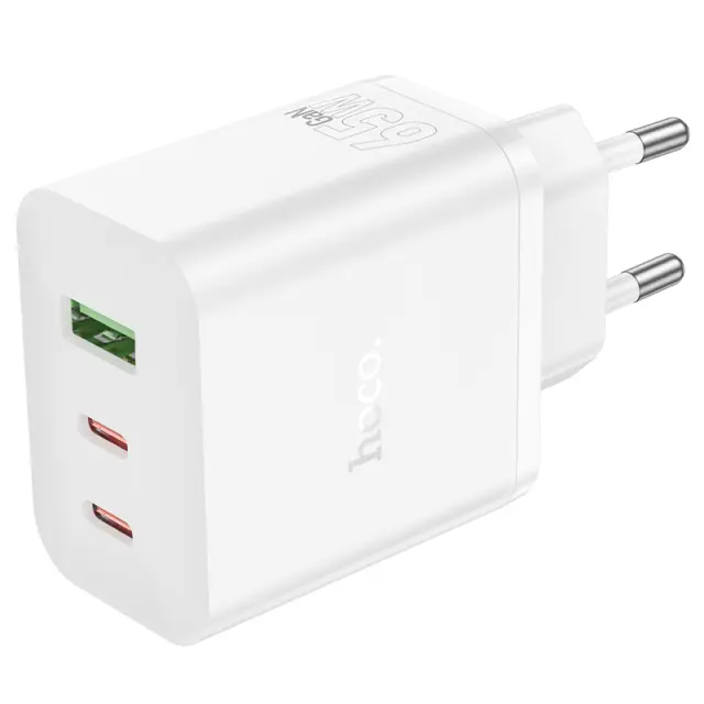 Φορτιστής Ταξιδίου Hoco N51 Scenery 65W με 2 x USB-C και 1x USB-A Λευκός