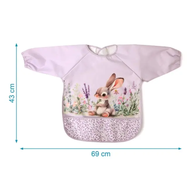 Αδιάβροχη Σαλιάρα-Ποδιά με Μανίκια Lavender Bunny 3
