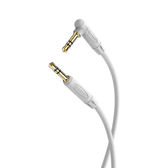 Καλώδιο σύνδεσης Borofone BL4 AUX 3.5mm Male σε 3.5mm Male με Γωνιακό Κονέκτορα 1μ Γκρι 2
