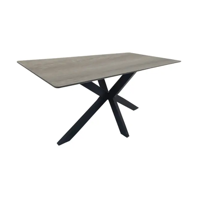 Τραπέζι Bethan pakoworld sonoma με γκρι mdf και μαύρο μέταλλο 160x80x75εκ