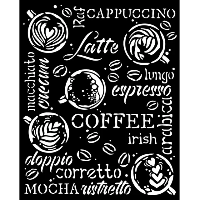Thick Stencil Stamperia 20x25cm, Coffee and Chocolate, Cappuccino