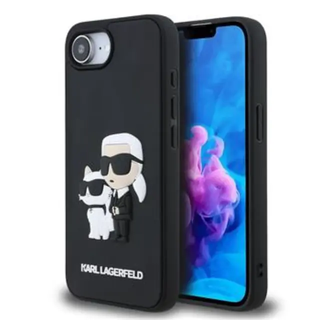 Karl Lagerfeld 3D Rubber Karl and Choupette Case for iPhone 16e/17e Black