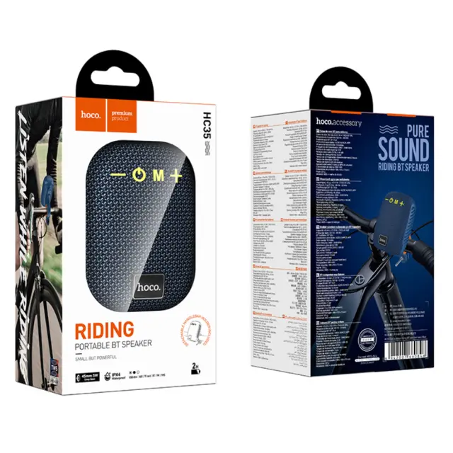 Φορητό Ηχείο Hoco HC35 5W BT v5.4 TF CARD AUX USB FM 500mAh με Κλιπ Στήριξης Τιμονιού Μπλε 2