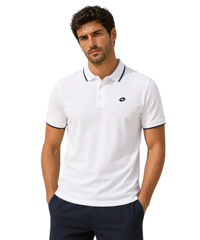 Lotto - Ανδρικό Polo Regular Fit 438888-WHITE Λευκό - S