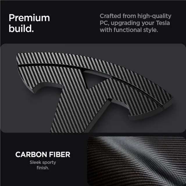Spigen Tesla Front Emblem Logo Full Cover, carbon - Tesla Model 3 2024 2