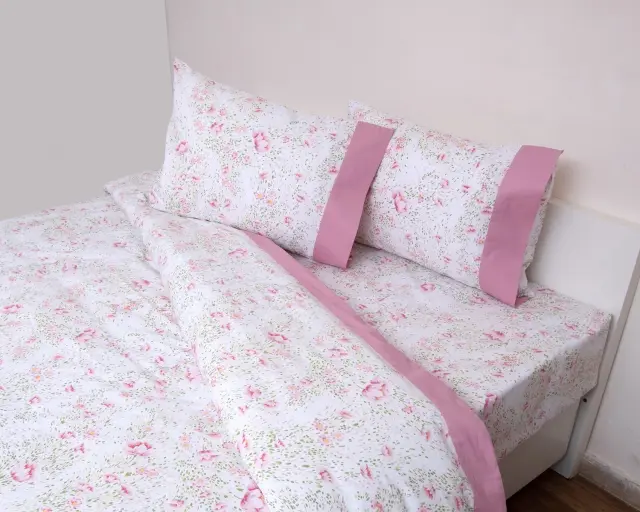 Σετ Σεντόνια 160x205+25 Υπέρδιπλα Border Anna Riska 3002 Ροζ