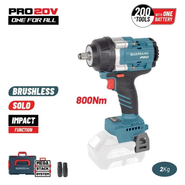 Bormann Pro BBP5387CA - Μπουλονόκλειδο Brushless Mπαταρίας 20V, Li-Ion, 800Nm, 0-1400/1900/2400rpm, (Χωρίς Μπαταρία + Φορτιστή) (085621)