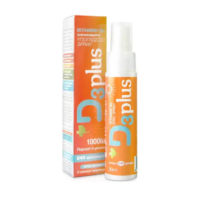 Bioplus D3plus Βιταμίνη Spray για Ενίσχυση του Ανοσοποιητικού & την Υγεία των Οστών 1000iu Apricot 30ml