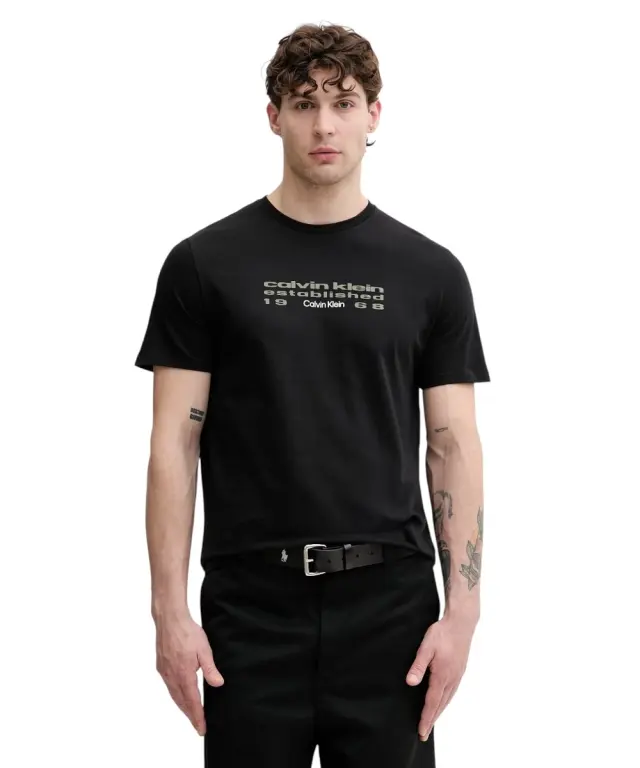 Calvin Klein - Ανδρικό T-shirt SS 30s EU Regular Fit LV04RG800G-UB1 Μαύρο - XL