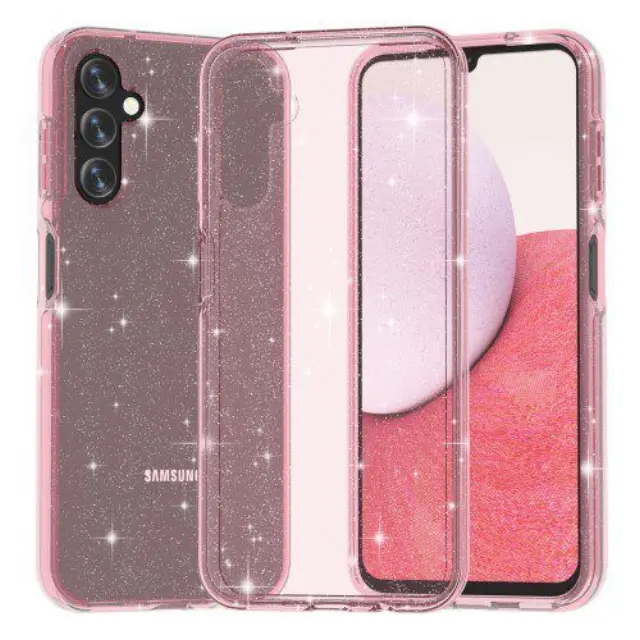 Θήκη Σιλικόνης για Samsung A14 5G Glittery Powder Διάφανη Pink ΟΕΜ