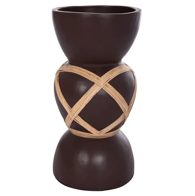 ΔΙΑΚΟΣΜΗΤΙΚΟ ΒΑΖΟ ΔΑΠΕΔΟΥ FB94672.07L TERRACOTTA ΣΟΚΟΛΑΤΙ-RATTAN Φ32x62.5Υεκ 3