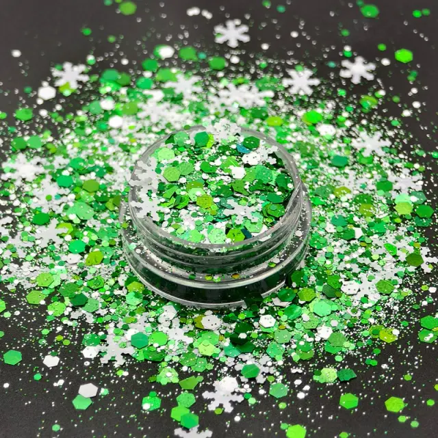 Χιονονιφάδες Chunky glitter 20gr, Πράσινο-ασημί