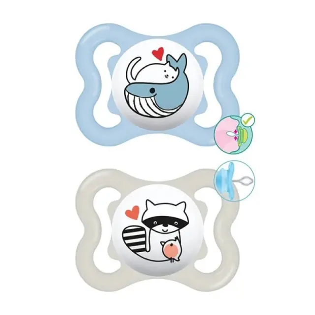 Mam Supreme Ορθοδοντικές Πιπίλες Σιλικόνης για 2-6 Μηνών (145SΒ) Μπλε - Γκρι, 2τμχ 2