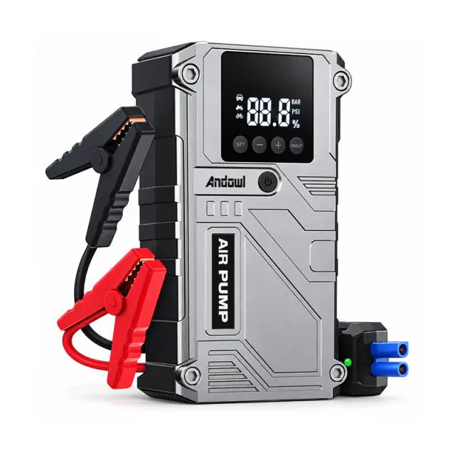 Andowl Εκκινητής Αυτοκινήτου 12V 15000mAh με Αεραντλία, Power Bank & Ψηφιακή Οθόνη Q-XD639 - Car Jump Starter with Air Pump, Power Bank & Digital Display 0751271 2