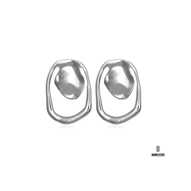 Ghetto Elegant Square New Style Earrings Stainless Steel Silver