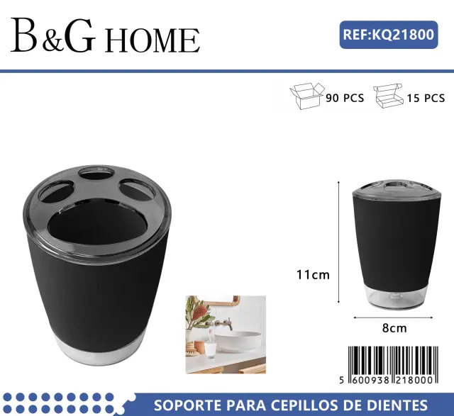Θήκες οδοντόβουρτσας πλαστικές σε σετ 5Χ - Black - 21800 2