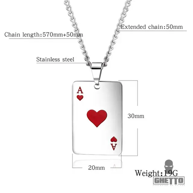 Ghetto Hip Hop Stainless Steel Poker Pendant Necklace 2