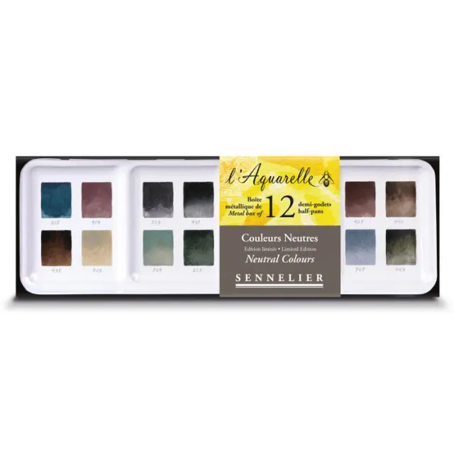 Σετ Ακουαρέλες Sennelier Μισά Κυβάκια - 12 Χρώματα Neutral Colours - Limited Edition