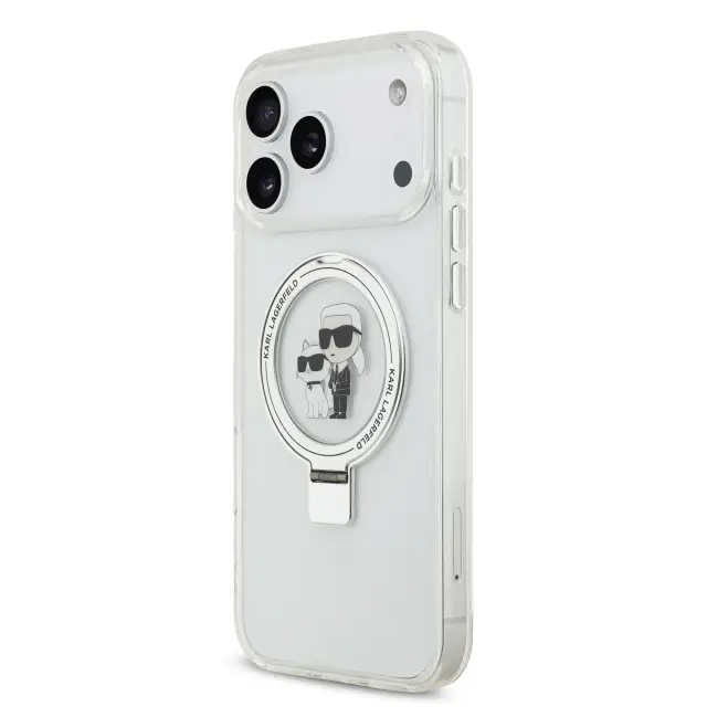 Karl Lagerfeld Ringstand Karl and Choupette MagSafe Case for iPhone 17 Pro Max White 2