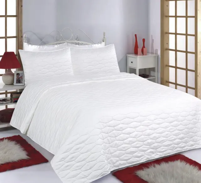 ΚΟΥΒΕΡΛΙ σετ (220cm x 240cm + 2 x 50cm x 70cm) RUBY MICROSATIN ivory - -