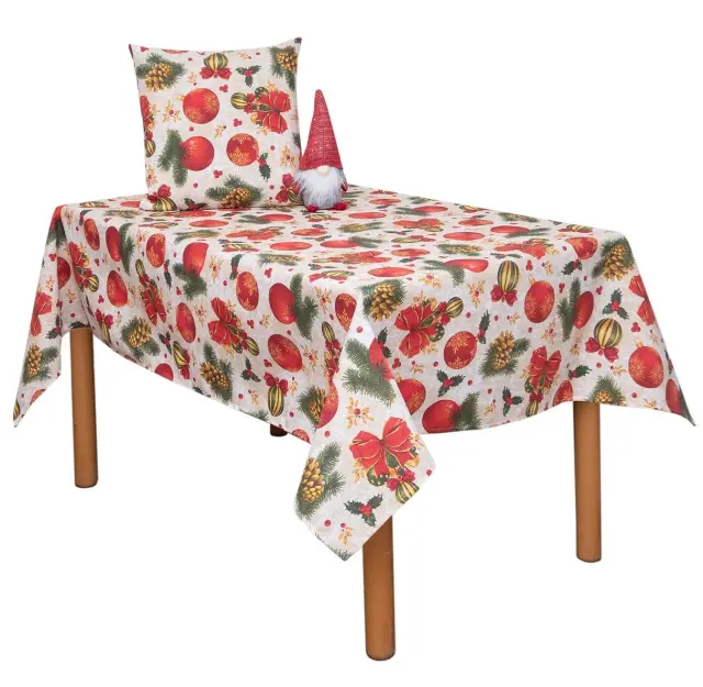 Καρέ 85x85 Christmas Viopros 4453 Εκρού 70% Βαμβάκι-30% Πολυέστερ