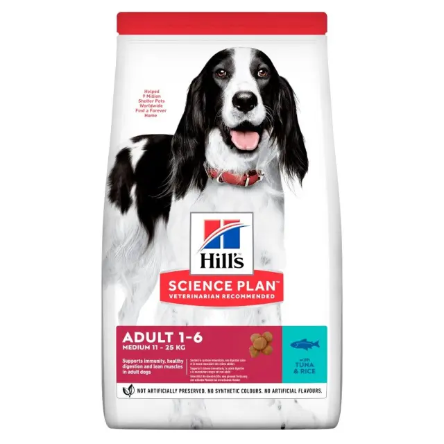 Hill s Science Plan Adult Medium Ξηρά Τροφή Σκύλου Τόνος με Ρύζι 14kg (11kg + 3kg Δώρο)