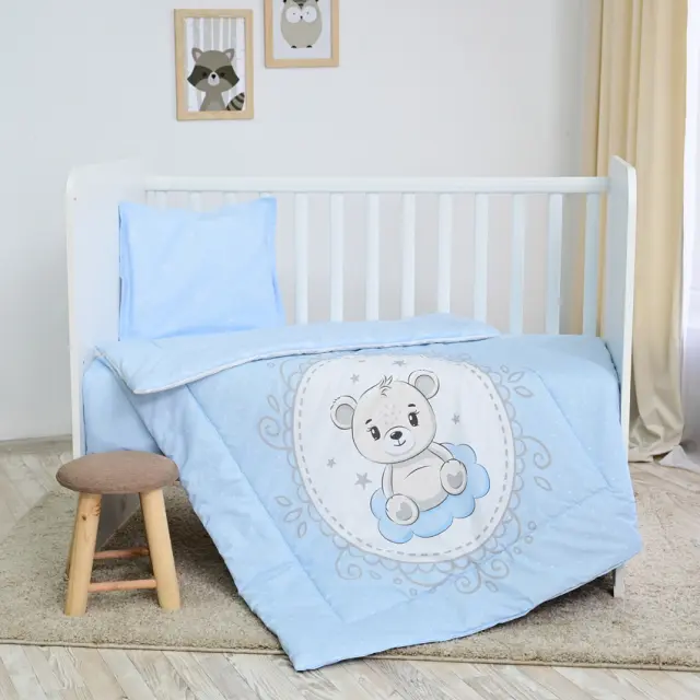 Σετ προίκας μωρού για κούνια " Ranforce" 4 τμχ Little bear blue Μπλε