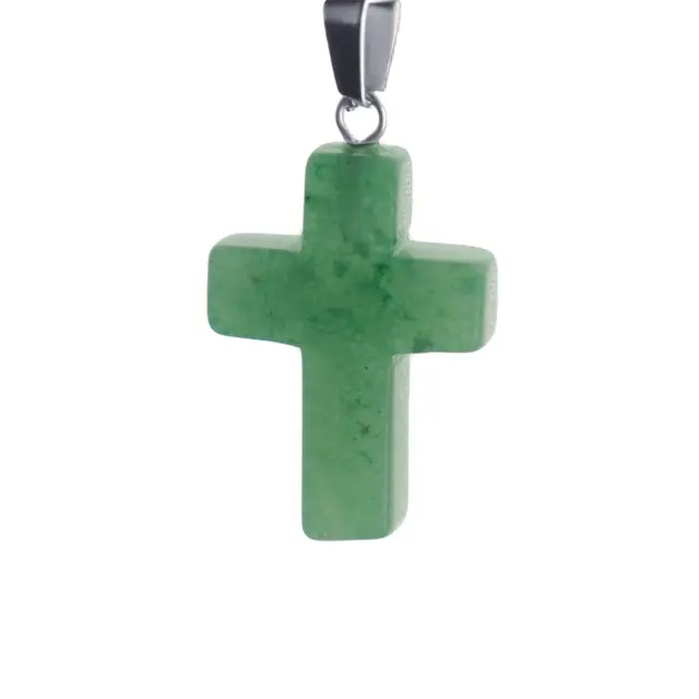 Αβεντουρίνης Πράσινος Σταυρός 25x18mm σε Κρεμαστό - 3τεμ