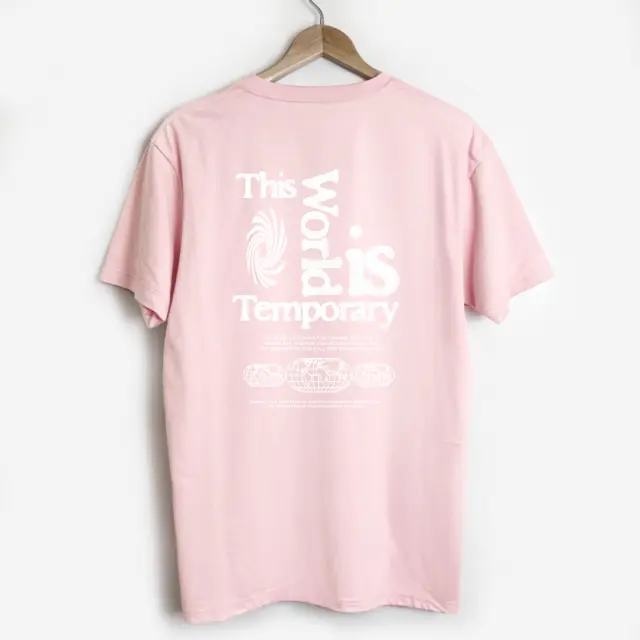 T-shirt Noshame® Ρόζ με τύπωμα The Worlds is Temporary - 132520 - XXL 2