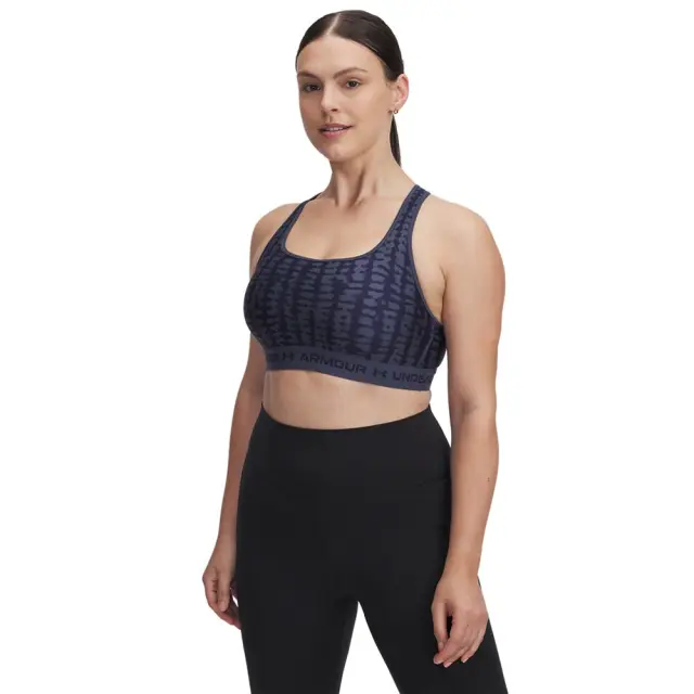 Under Armour Crossback Mid Print Bra (1361042-044) - Μπλέ