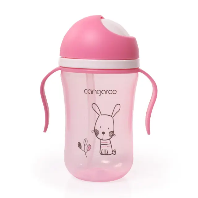 Cangaroo Εκπαιδευτικό Ποτηράκι με Καλαμάκι 300 ml Bunny Pink 3800146263423 2