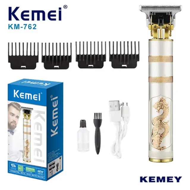 Kemei Επαναφορτιζόμενη Κουρευτική Μηχανή Ασημί KM-762 2