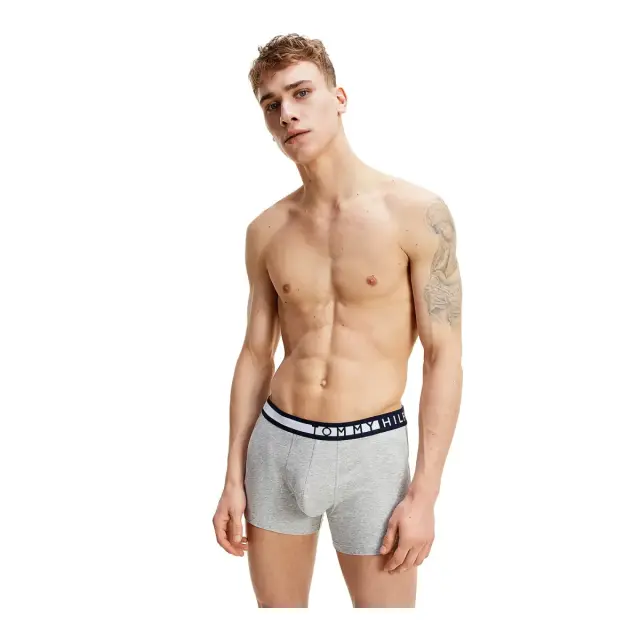 Tommy Hilfiger Ανδρικό Boxer Logo Waistband Organic - Τριπλό Πακέτο, Χρώμα Μαύρο-Λευκό-Γκρι 2
