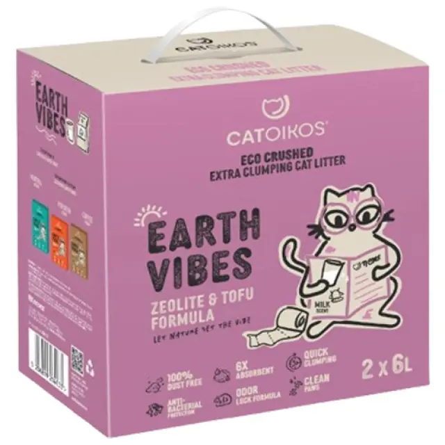 Catoikos Earth Vibes Tofu & Zeolite Milk Scent Βιοδιασπώμενο Υπόστρωμα Υγιεινής για Γάτες 12L (5Kg) Μονόχρωμο