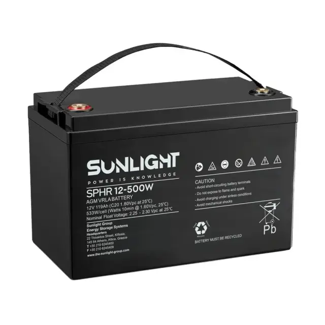 Μπαταρία Μολύβδου VRLA Sunlight SPHR 12V 500W 109Ah High Rate