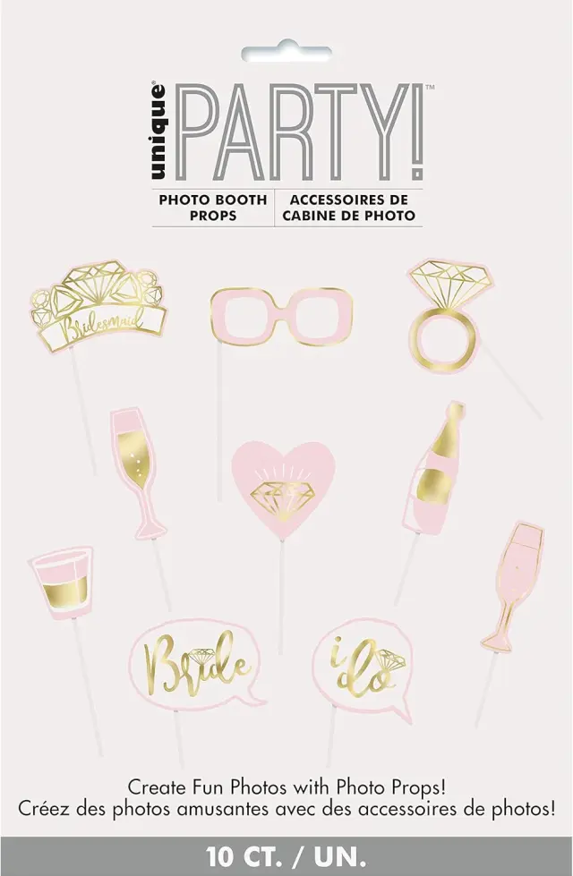 Σετ Φωτογραφικού Θαλάμου Ροζ & Χρυσό Hen Party Photo Booth Props / 10 τμχ