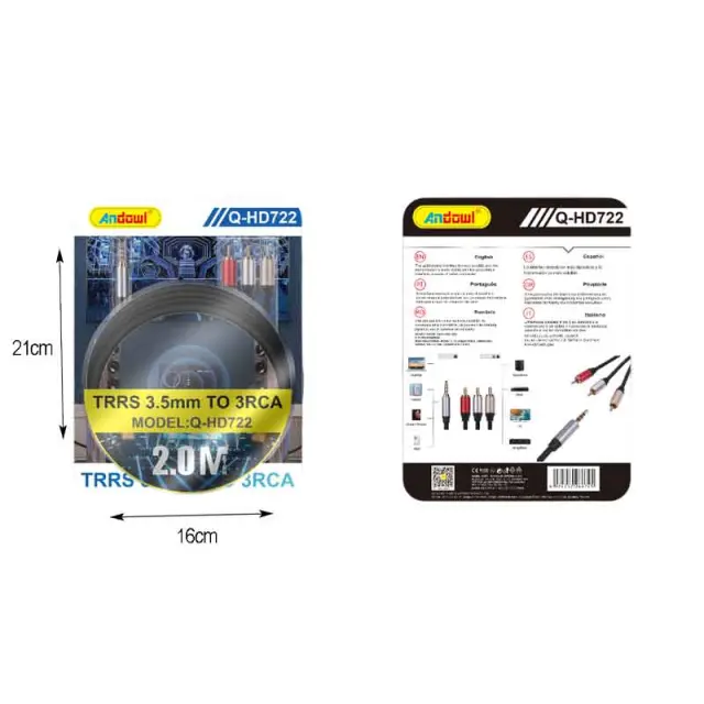 Andowl Καλώδιο ήχου TRRS 3.5mm σε 3RCA 2.0M Q-HD722 - Audio cable 075900 2