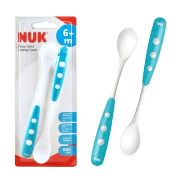 Nuk Easy Learning Feeding Spoon Εκπαιδευτικό Αντιολισθητικό Κουταλάκι Φαγητού 6m+ (10.255.053) Λαχανί, 2τμχ