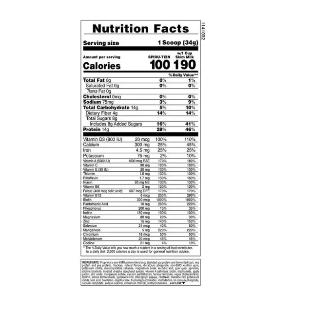 Nature's Plus SPIRU-TEIN Πρωτεϊνούχο Γεύμα Βανίλια 544gr 2
