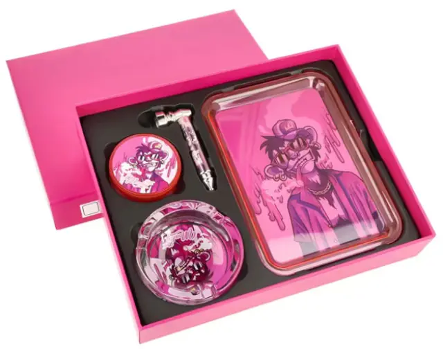 Monkey King Try Kit Σετ Ροζ με Δίσκο, Grinder, Πιπάκι και Σταχτοδοχείο